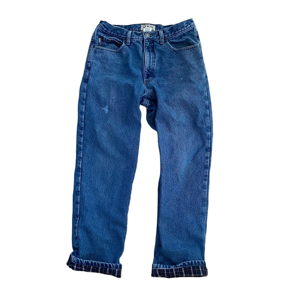 L.L. Bean Men's Flannel Lined Jeans Size 33 x 29 Classic Fit, Blue and Broken-In